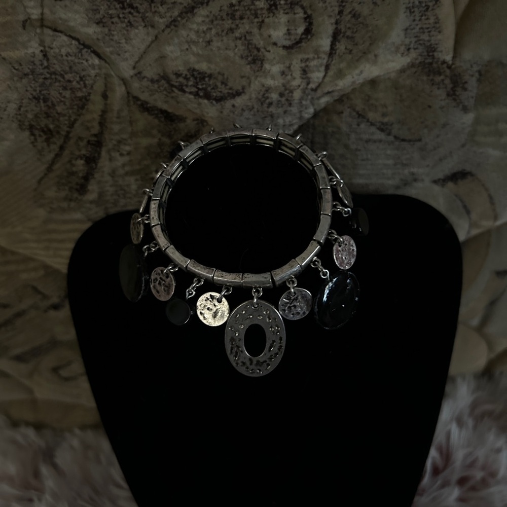 Silver-Tone Disc Charm Bracelet